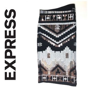 Express Sequin Bodycon Skirt